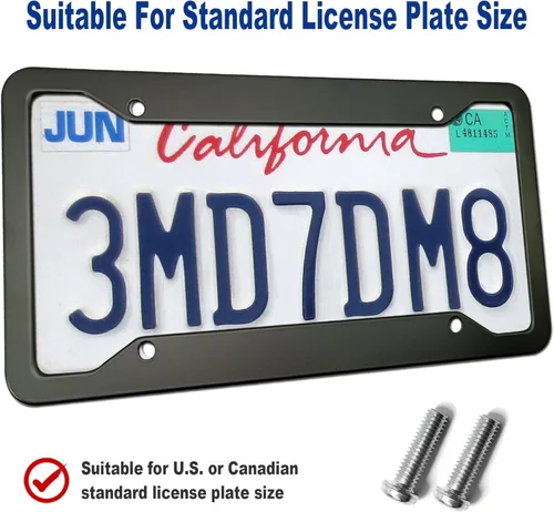 Vista 3 de BGGTMO Marcos de Matrícula de Aluminio Negro Mate - Paquete de 2 Cubiertas Resistentes para Placas de Automóvil Delanteras y Traseras, Soporte