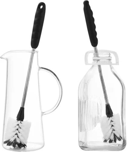 Vista 9 de ALINK Juego de 5 cepillos de limpieza para botellas con soporte, limpiador de botellas con soporte, cepillo para tapa de pezón para Stanley, Yeti
