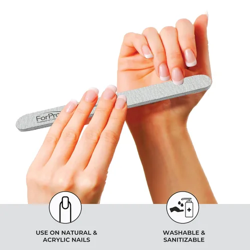 Vista 5 de ForPro Professional Collection Tabla de espuma de cebra, grano 100180, lima de uñas de manicura de doble cara, 7 pulgadas de largo x 0.75 pulgadas