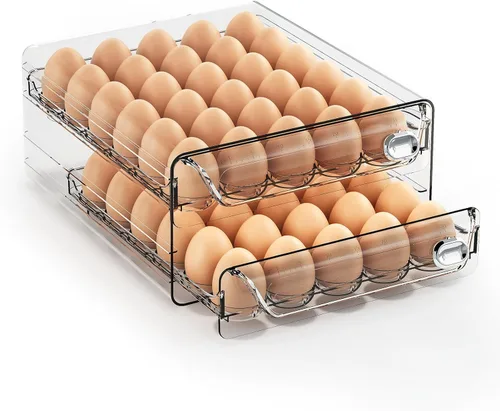 Organizador de 60 huevos para refrigerador, soporte grande para huevos para nevera, contenedor de huevos transparente para refrigerador, bandejas