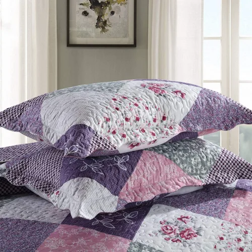 Vista 5 de HoneiLife Juego de cama de dos piezas, tamaño individual, microfibra, reversible, de retazos, estilo floral, para todas las estaciones