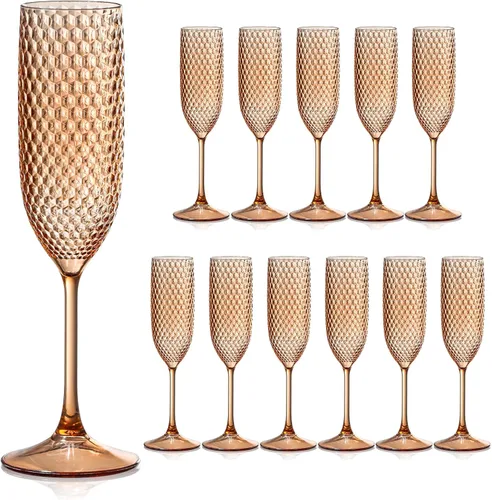 Vista 10 de Copas de champán de plástico, copas de champán irrompibles, copas de vino de diamante reutilizables, copas de vino transparentes para fiestas, copas