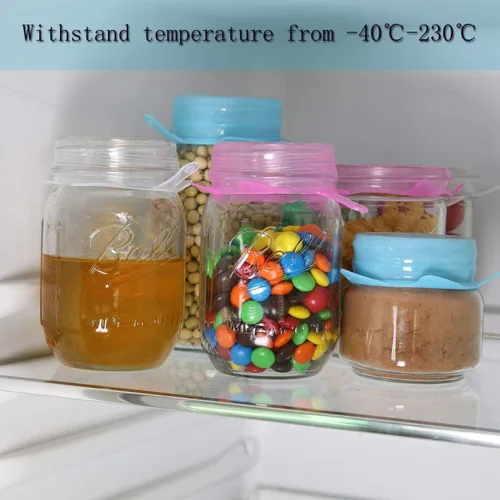 Vista 5 de Tapas elásticas de silicona extra pequeñas de 1.6 pulgadas, paquete de 5 fundas de silicona reutilizables del mismo tamaño para latas de 1.6 a 1.9