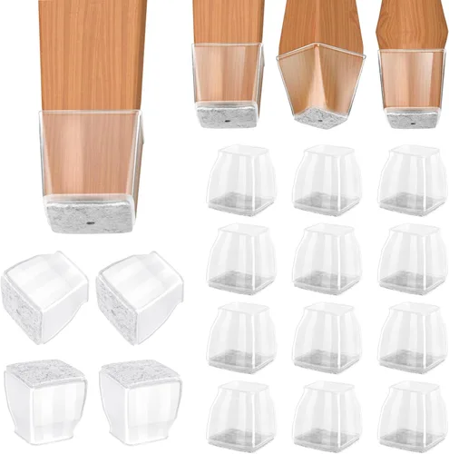 Vista 22 de BALEINE Paquete de 32 protectores de silicona para patas de silla, tapas protectoras de patas de taburete, tapas antideslizantes para patas de silla