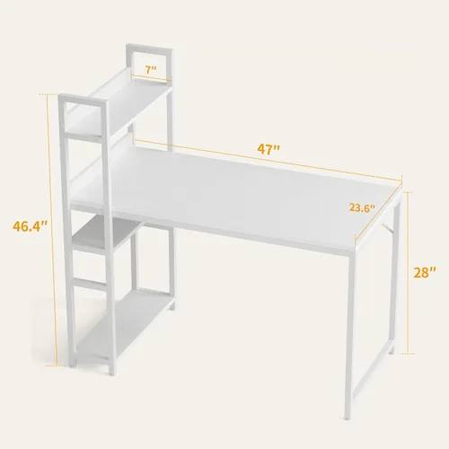 Vista 3 de CubiCubi Escritorio para computadora de 47 pulgadas con estantes de almacenamiento, mesa de estudio para oficina en casa, estilo moderno y simple