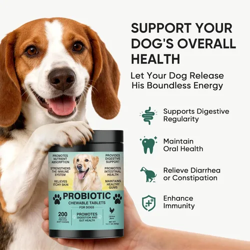 Vista 2 de Probióticos para perros Salud digestiva intestinal Masticables probióticos para perros Enzimas digestivas Alivian la diarrea Inmunidad Problemas