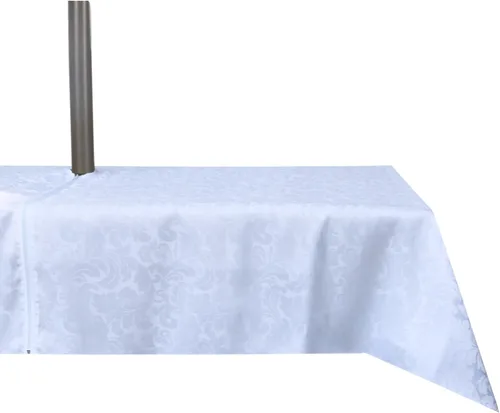 Vista 41 de Stripe Outdoor Tablecloth Water Resistant Polyester Fabric Table Cover with Zipper Umbrella Hole for Garden Patio Tabletop 60Inch Round,Black