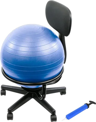 Vista 11 de CanDo Silla de bola de metal – Silla de bola de ejercicio ergonómica inflable con bomba de aire para el hogar, la oficina y el aula