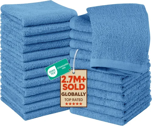 Vista 44 de Utopia Towels Juego de 60 paños de algodón – 100% algodón hilado en anillo, paños de franela de alta calidad, altamente absorbentes y suaves al Beige