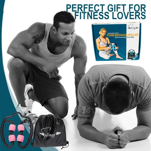 Vista 5 de Masajeador de tejido profundo con rodillo de espuma Herramientas de masaje miofascial con bolsa de gimnasio con cordón Rodillo muscular