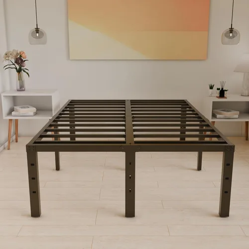 Vista 37 de Base de cama tamaño Queen de 12 pulgadas, no necesita somier, base de colchón de plataforma de metal resistente con listones de acero