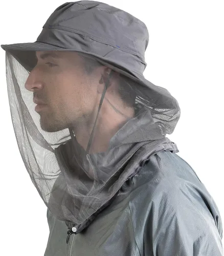 Vista 2 de Sombrero de pesca Sombrero de protección solar Red de cabeza de mosquito para exteriores Sombrero de cubo con malla de red oculta