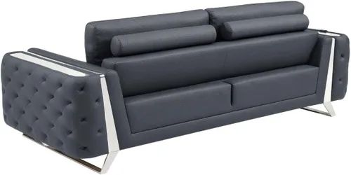 Vista 13 de Blackjack Furniture Reggio Collection - Sofás de cuero italiano de grano completo para sala de estar con marco de madera brasileña y acero