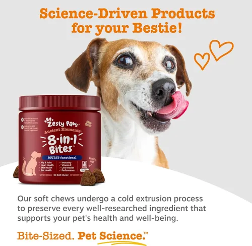 Vista 52 de Zesty Paws Multivitamínico para perros, vitaminas masticables para perros y suplementos para cadera y articulaciones, piel y pelaje, aceite