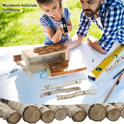 Vista 6 de Paquete de 6 troncos pequeños de abedul para chimenea, manualidades de madera sin terminar, bricolaje decorativo para el hogar, juego de troncos