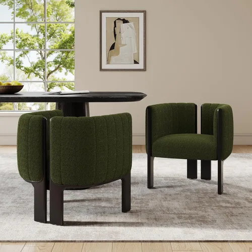 Vista 10 de Juego de 2 sillas de comedor, sillas de cocina modernas y elegantes con brazos y respaldo, sillas de mesa de comedor tapizadas con marco de madera