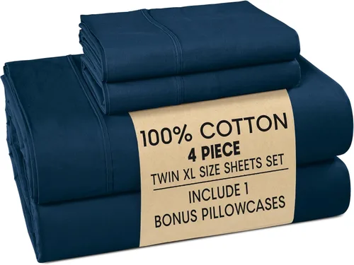 Vista 106 de Casa Platino Juego de sábanas Twin – Sábanas Twin 100% algodón con 2 fundas de almohada, sensación ligera y ajuste seguro, tejido percal crujiente