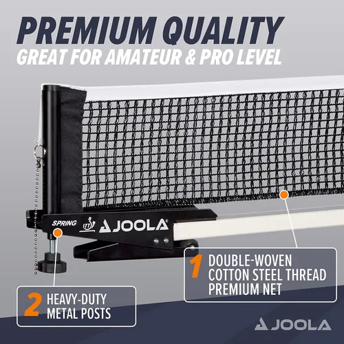 Vista 4 de JOOLA Premium Avanti Table Tennis Net and Post Set - Portable and Easy Setup 72" Regulation Size Ping Pong Screw On Clamp Net, White/Black
