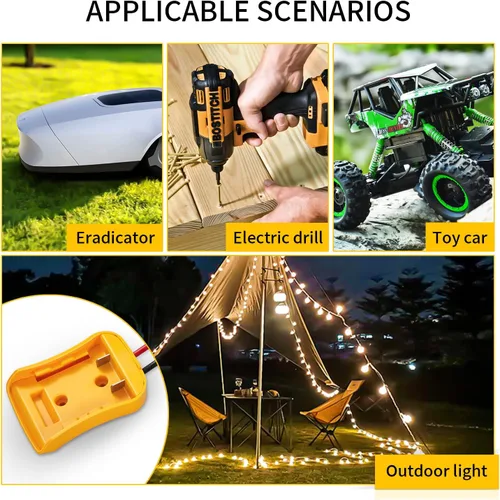 Vista 3 de Adaptador de rueda eléctrica para Dewalt serie de baterías de 20 V con fusible, interruptor y terminal de cable, 3 fusibles de 30 A, conector