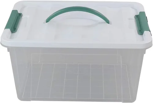 Vista 7 de Gloreen Contenedores de almacenamiento transparentes de 14 cuartos de galón con tapa y asa, contenedores de plástico apilables multiusos