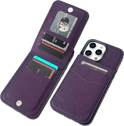 Vista 21 de KIHUWEY Compatible con iPhone 14 Pro Max Funda Cartera Plegable con Soporte para Tarjeta de Crédito, Cierre Magnético de Cuero Premium, Función