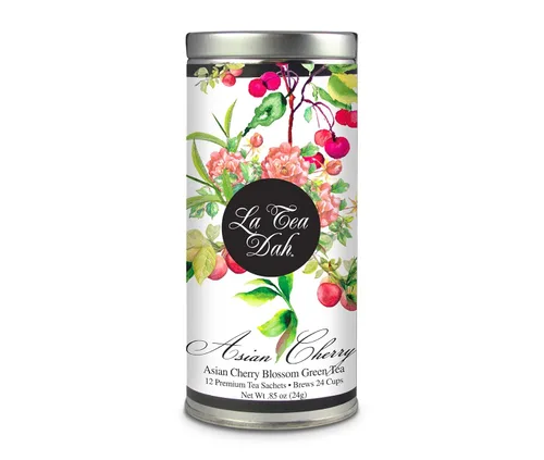 Vista 17 de Té verde albaricoque y melocotón de La Tea Dah, delicioso té de melocotón afrutado hecho con hojas de té verde de pólvora ligeramente cafeinadas