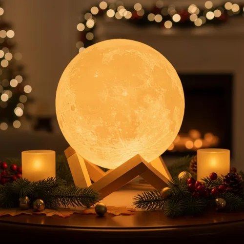 Vista 9 de Mydethun Lámpara de luna 3D de 16 colores, 148 modos de iluminación, luz nocturna regulable recargable de 5.9 pulgadas con control remoto y soporte