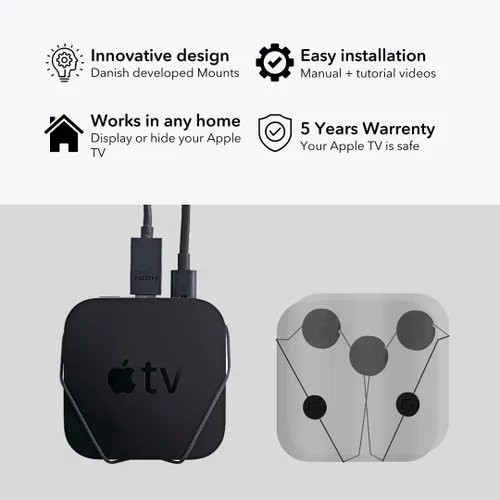 Vista 2 de Apple TV Wall Mount by FLOATING GRIP - Wall Mount for Streaming Devices - Wall Mounting System, Cable Management, Wall displaying
