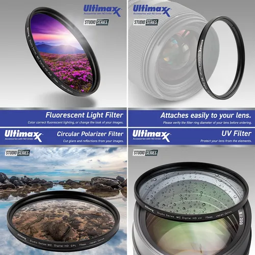 Vista 4 de Ultimaxx Kit completo de accesorios de filtro de lente de 2.165 in con telefoto 2.2X de 2.165 in, lentes gran angular/macro .43x y más diseñado