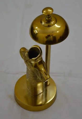 Vista 3 de Campana de escritorio con acabado antiguo, estilo de abrigo, campanilla de escritorio, campanilla de llamada, campana decorativa de regalo, campana