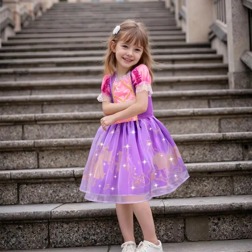 Vista 6 de Meland Vestido de princesa - Vestido de princesa para niñas con juguetes de princesa, regalo de cumpleaños de Navidad para niñas de 3 a 8 años