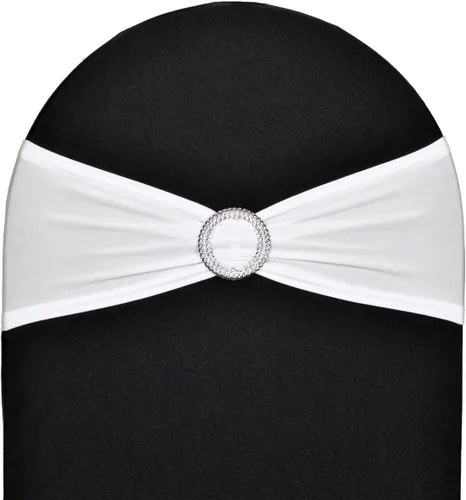 Vista 6 de 10 bandas elásticas de elastano azul turquesa, mano de obra de doble costura, bandas para cubierta de silla con hebilla deslizante para boda