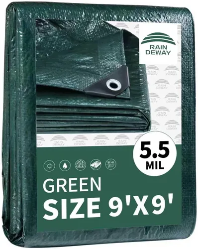 Vista 31 de RAINDEWAY Tarps 7x7 pies (paquete de 2) - 5.5 mil, cubierta de lona de polietileno impermeable multiusos con ojales de metal y bordes reforzados