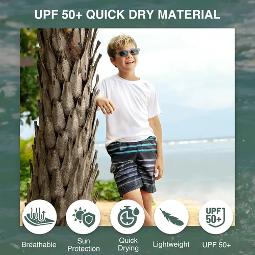 Vista 2 de Kanu Surf Line Up Boys Swim Trunks with UPF 50+ Sun Protection - Quick Dry Boys Swimsuit