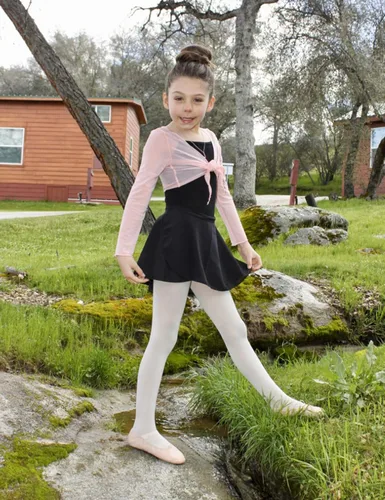 Vista 4 de Falda de ballet para niñas de 3 a 12 años de edad, brillante, sin cierre, de gasa, color rosa, negro, blanco, morado