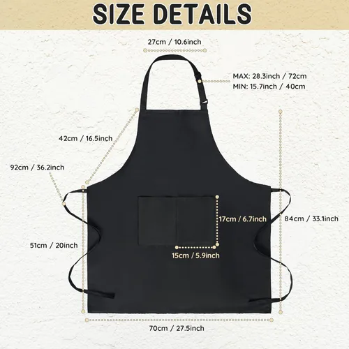 Vista 5 de Chef Apron for Men and Women Wash Free Bib Apron with 2 Pockets Water & Oil Proof Adjustable Aprons
