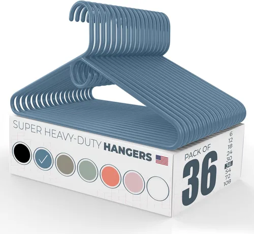 Vista 91 de Neaties Paquete de 6 perchas para ropa súper resistentes, fabricadas en los Estados Unidos, capacidad de 10 libras, perchas de plástico grueso