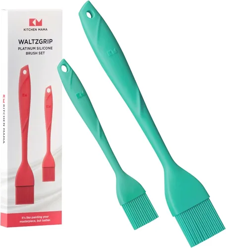Vista 10 de Kitchen Mama WaltzGrip Platinum Cepillo de silicona para rociar pastelería: Juego de 2 utensilios de silicona resistentes al calor para cocinar