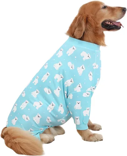 Vista 19 de HDE Pijama de una pieza para perro, ligero, para perros M-3XL, estrellas fantasmales, talla S