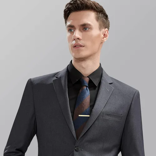 Vista 4 de UBGICIG Juego de 3 clips de corbata de acero inoxidable para hombre, elegante juego de clips de corbata personalizados para hombres, clásico