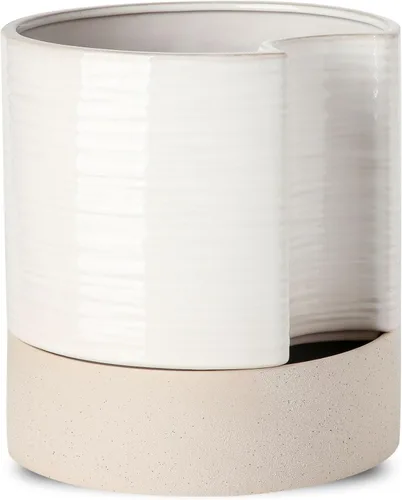 Vista 16 de Nihow Maceta de riego automático: maceta de cerámica de 6 pulgadas con orificio de drenaje y almacenamiento de agua para plantas