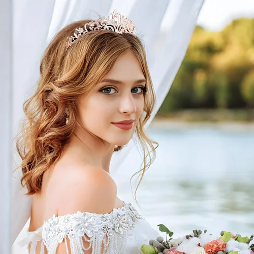 Vista 15 de Corona de princesa para mujer, tiaras de reina de cristal para niñas, accesorios para el cabello de novia, regalos para cumpleaños, boda