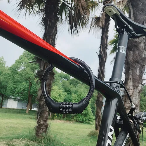 Vista 7 de Cable de bloqueo de bicicleta, cadena de bloqueo de bicicleta antirrobo, cerradura de bicicleta combinada, cerradura de combinación de seguridad