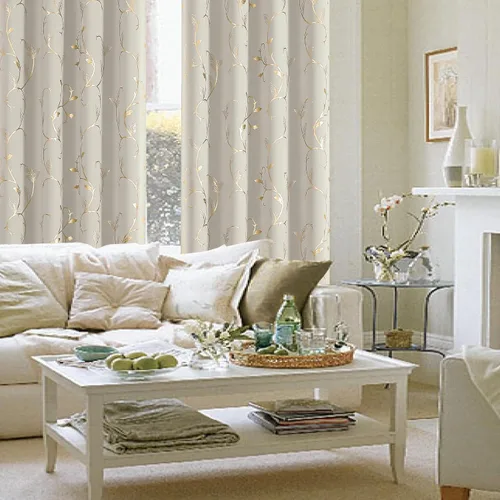 Vista 309 de BUHUA - Cortinas opacas con estampado floral de vid para dormitorio, sala Blanco grisáceo