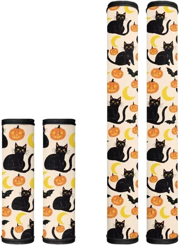 Vista 6 de Juego de 4 fundas protectoras de repuesto para manija de puerta de refrigerador con temática de té de la tarde para microondas, horno, refrigerador