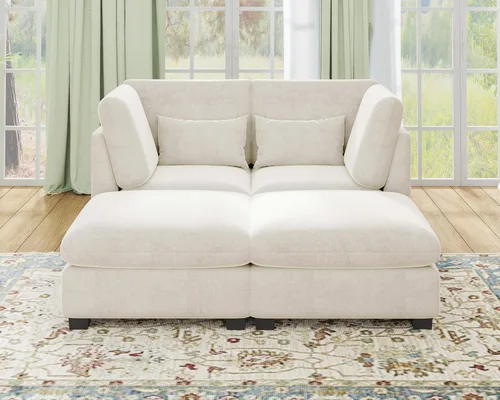 Vista 14 de Sofá modular de felpilla de 77 pulgadas, sofá modular de nube lavable con otomana, sofás seccionales de 3 plazas para sala de estar, cubierta