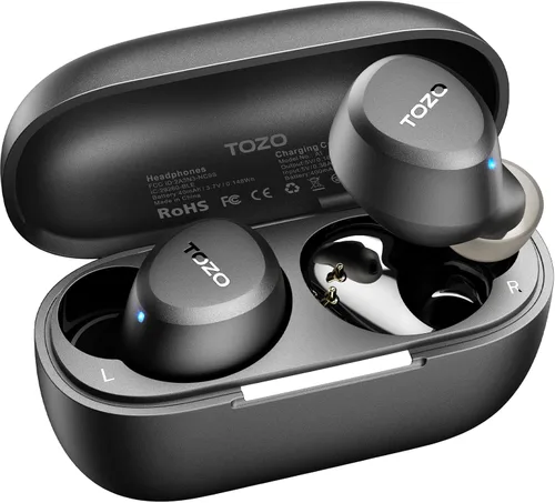 Vista 14 de TOZO Auriculares inalámbricos A1 Bluetooth 5.3 de peso ligero en el oído IPX5 Auriculares impermeables 2 micrófonos para llamadas AI, auriculares