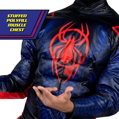 Vista 3 de Marvel - Disfraz de Miles Morales de lujo para adulto, disfraz de Spiderman para Halloween, con licencia