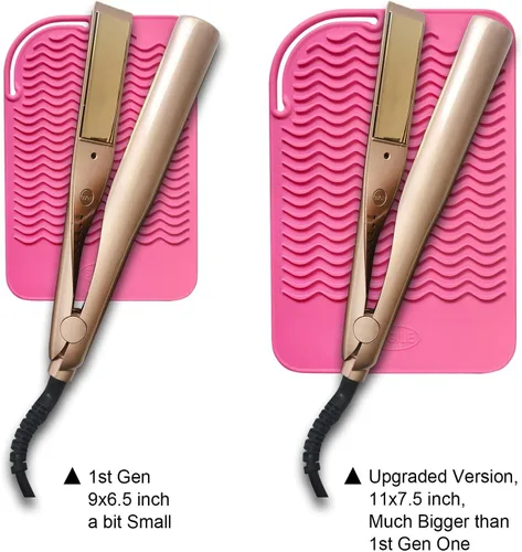 Vista 3 de Alfombrilla de viaje de silicona resistente al calor de 11 x 7.5 pulgadas, almohadilla anticalor para alisadores de cabello, rizadores, planchas