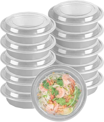 Vista 27 de Asporto - Cajas para llevar de 16 onzas, 50 recipientes de alimentos para llevar para microondas, tapas de plástico transparente incluidas, no Negro